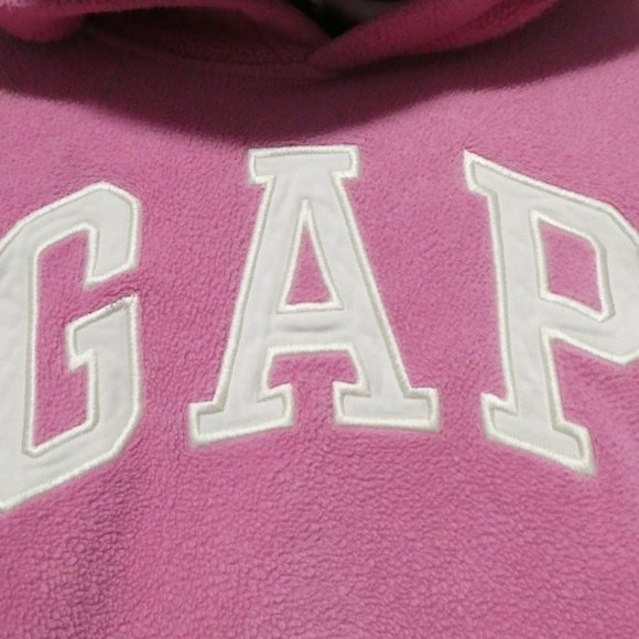 Vintage GAP | large (10) | pink fleece hoodie with EST 1969 crest on sleeve - Picture 1 of 15
